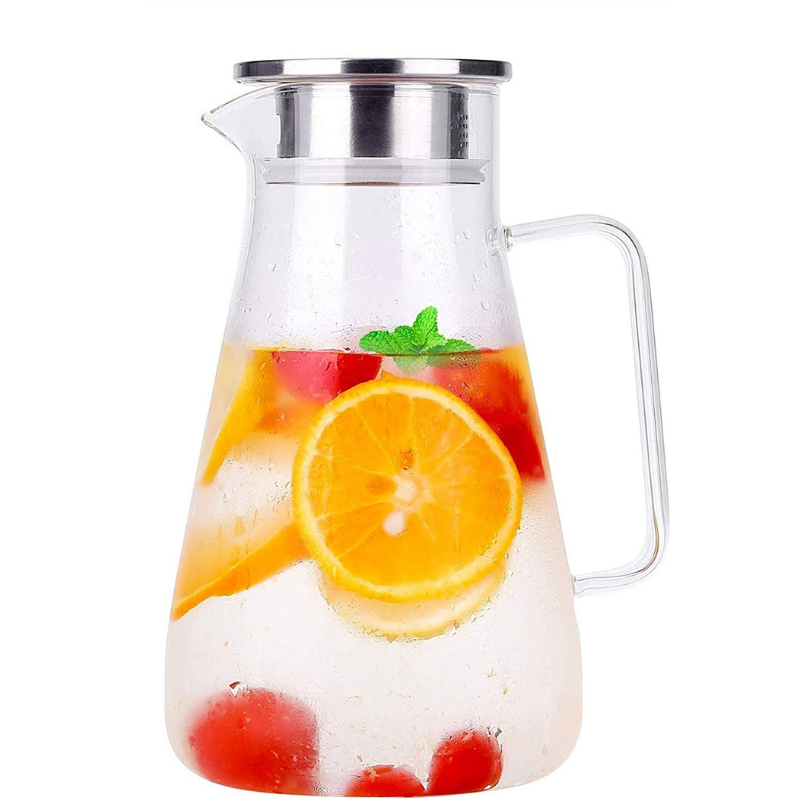 51oz Heat Resistant Glass Water Pitcher/Water Carafe with Infuser Pitcher  Lid